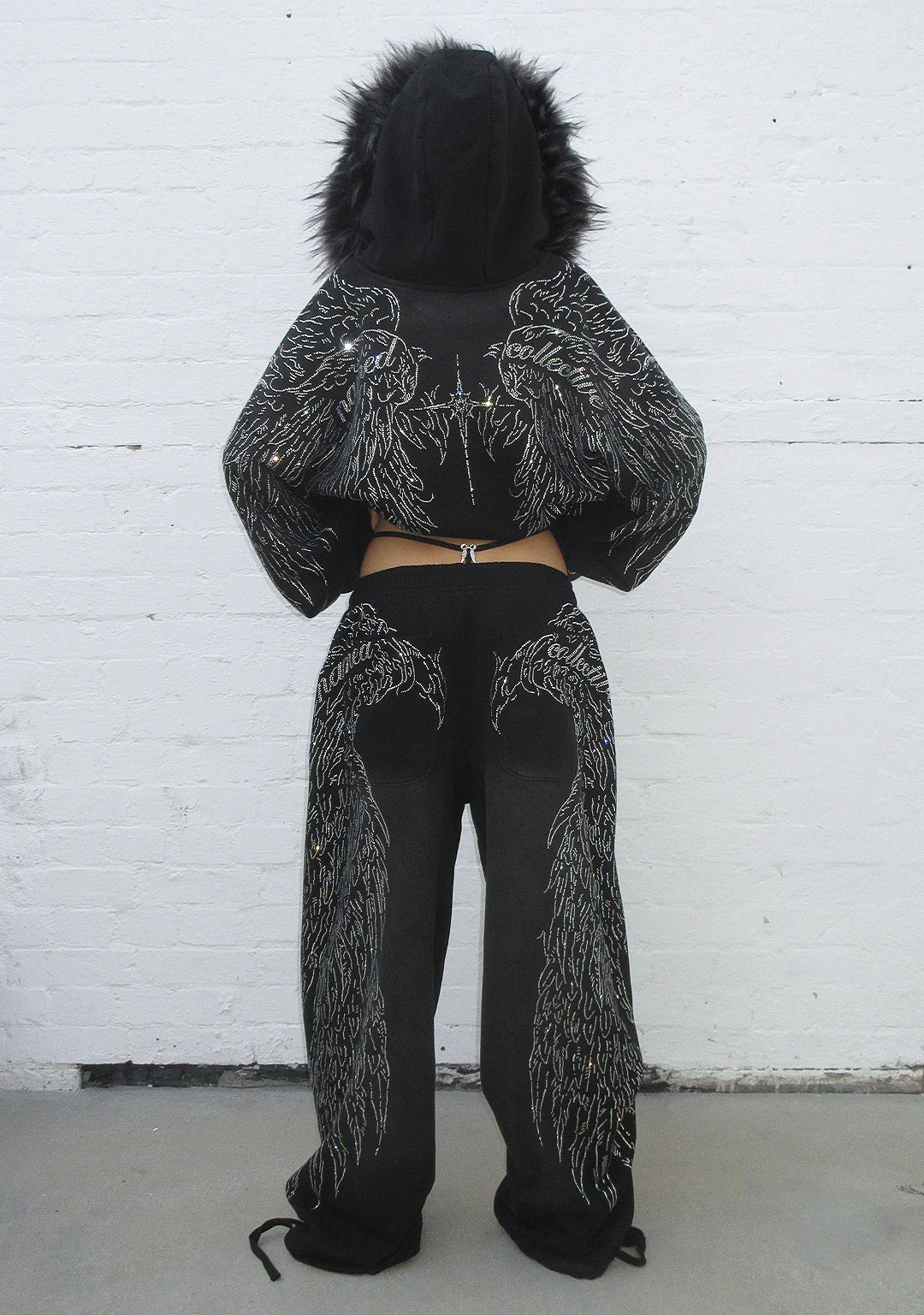FALLEN FAUX FUR RHINESTONE SET