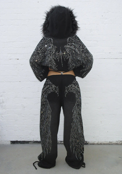 FALLEN FAUX FUR RHINESTONE SET